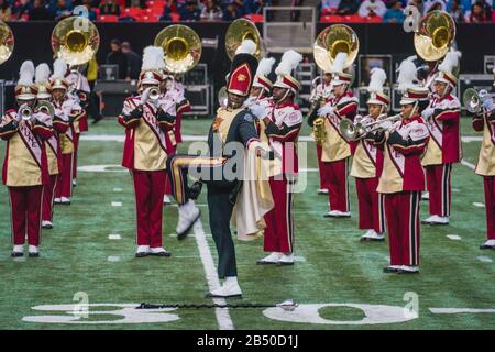 Die Honda Battle of the Bands bringt die besten HBCU-Marching Bands, Tanzteams und Drum Majors für eine Ausstellung im Georgia Dome in Atlanta. Stockfoto