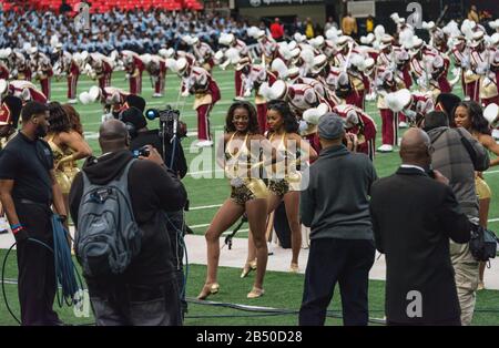 Die Honda Battle of the Bands bringt die besten HBCU-Marching Bands, Tanzteams und Drum Majors für eine Ausstellung im Georgia Dome in Atlanta. Stockfoto