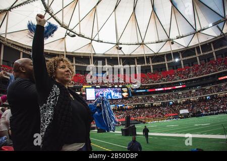 Die Honda Battle of the Bands bringt die besten HBCU-Marching Bands, Tanzteams und Drum Majors für eine Ausstellung im Georgia Dome in Atlanta. Stockfoto