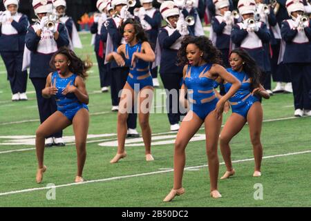 Die Honda Battle of the Bands bringt die besten HBCU-Marching Bands, Tanzteams und Drum Majors für eine Ausstellung im Georgia Dome in Atlanta. Stockfoto