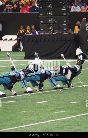 Die Honda Battle of the Bands bringt die besten HBCU-Marching Bands, Tanzteams und Drum Majors für eine Ausstellung im Georgia Dome in Atlanta. Stockfoto