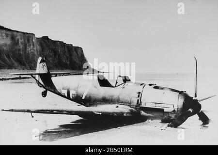 Hans-Joachim Marseille Flugzeug - 28. September 1940 Absturz bei Théville - Messerschmitt Bf ME 109, Jagdflugzeug des Zweiten Weltkriegs Stockfoto