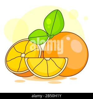 Orangefarbenes Slice Mit Lamellen, Isoliert Auf Weißem Hintergrund. Vektorgrafiken Geeignet Für Grußkarten-, Poster- Oder T-Shirt-Druck. Stock Vektor
