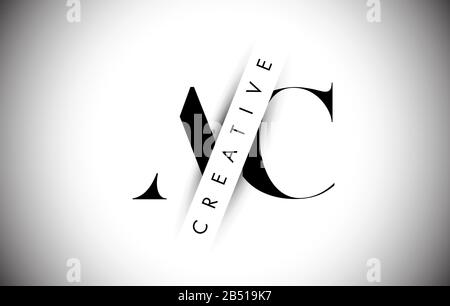 AC A C Letter Logo mit Creative Shadow Cut und Overlayered Text Vector Illustration Design. Stock Vektor