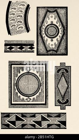 Mittelalter. Architektur in Italien. Details der italienischen Architektur, Mosaiken. Alte Gravurillustration aus dem Buch Historia Universal von Cesar Can Stockfoto