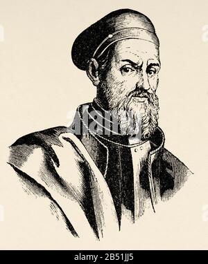 Porträt von Diego García de Paredes y Torres (Trujillo 1468 - Bologna 1533). Bekannt als El Samson de Extremadura, berühmtes spanisches Militär. Er kämpfte als Stockfoto