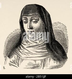 Porträt der heiligen Teresa von Jesus (Ávila 1515 - Alba de Tormes 1582). Nonne, Gründer des Barfuß-Karmelitenordens. Ordnung unserer Lieben Frau vom Mount Car Stockfoto