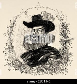 Porträt von Felipe III. Von Spanien, genannt der Fromme (Madrid 1578 - 1621). König von Spanien und Portugal vom 13. September 1598 bis zu seinem Tod. Sohn und su Stockfoto