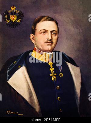 Farbporträt von Karl von Habsburg-Lorraine und Sachsen. Karl Franz Josef Ludwig Hubert Georg Maria von Habsburg-Lothringen (von 1888-1922), war der l Stockfoto