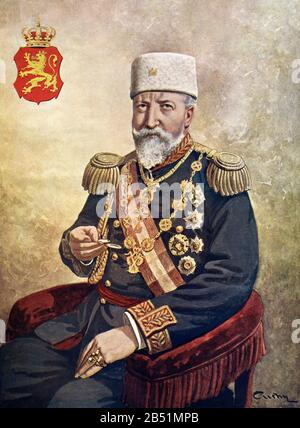 Farbporträt von Ferdinand I. von Bulgarien (Wien 1861 - Coburg 1948), war Fürst und Zar von Bulgarien. Bulgarien proklamierte die Unabhängigkeit Stockfoto
