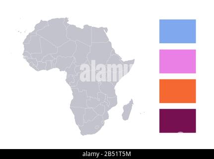 Infografiken der Afrika-Karte, einzelne Staaten leer Stockfoto