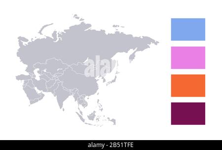 Infografiken der Asien-Karte, einzelne Staaten leer Stockfoto