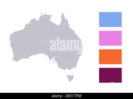 Infografiken der australischen Karte, einzelne Staaten leer Stockfoto