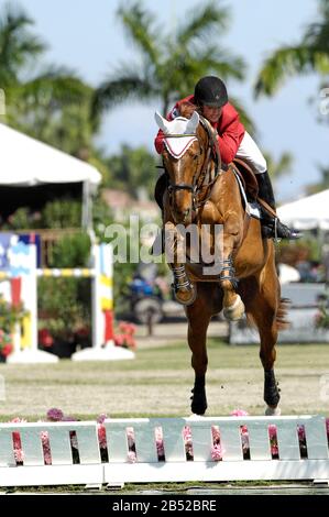 Juan Ortiz (VEN), Alias, Winter Equestrian Festival, Wellington, Florida, März 2007, Mittlere Tour Final 1,50 Classic Stockfoto