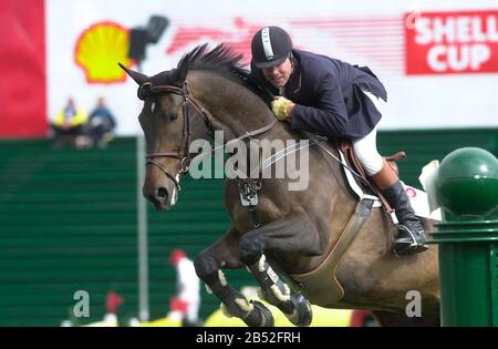 The North American, Spruce Meadows 2004, Ian Millar (CAN) Reiten Aftershock Stockfoto