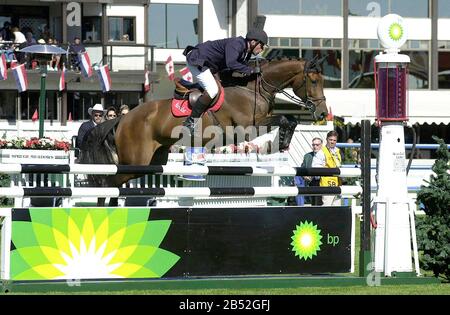 CSIO Masters, Spruce Meadows, September 2001, Reiten in Ludo Philippaerts (BEL) Stockfoto