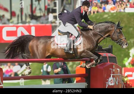 CSIO Masters, Spruce Meadows, CN International Grand Prix, September 2003, Robert Smith (GBR) Reiten Marius Claudius Stockfoto