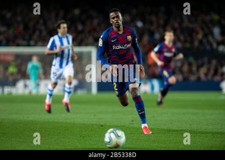 Camp Nou, Barcelona, Katalonien, Spanien. März 2020. La Liga Fußball, Barcelona gegen Real Lieddad; Nélson Semedo von Barcelona jagte den langen Ball entlang der Wing Credit: Action Plus Sports/Alamy Live News Stockfoto