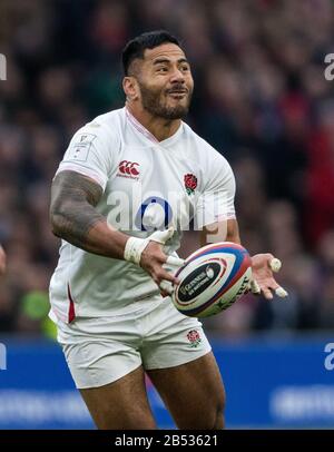 London, Großbritannien. März 2020. Rugby Union Guinness Six Nations Championship, England V Wales, Twickenham, 2020, 07/03/2020 Manu Tuilagi von England Credit: Paul Harding/Alamy Live News Stockfoto