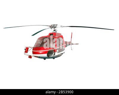 Roter Hubschrauber mit verborgenem Fahrwerk Stockfoto