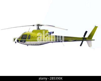 Gelber Hubschrauber mit verborgenem Fahrwerk Stockfoto