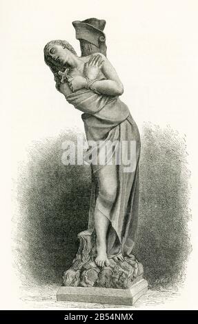 Diese Statue, Joan of Arc Virgin and Martyry, wurde von dem französischen Künstler George Prosper Clare ausgeführt und 1875 auf der Exposition in Paris ausgestellt. Stockfoto