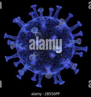 Konzeptioneller Veranschaulichungsvirus. Bild eines Virus, Erreger mit generischer Virusform. 3D-Abbildung. Stockfoto