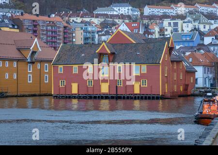 Alte Woddenhäuser in Bergen, Norwegen Stockfoto