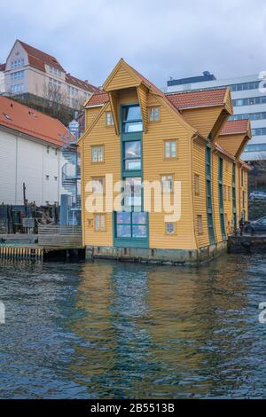 Alte Woddenhäuser in Bergen, Norwegen Stockfoto