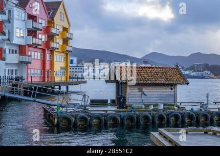 Alte Woddenhäuser in Bergen, Norwegen Stockfoto