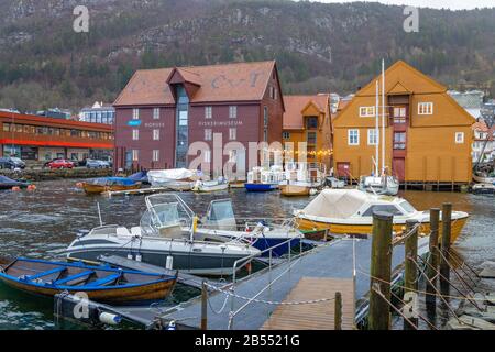 Alte Woddenhäuser in Bergen, Norwegen Stockfoto