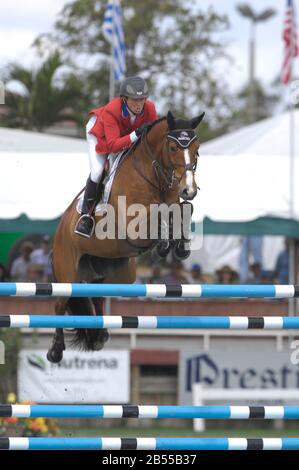 Beezie Madden (USA), Integrität, Winter Equestrian Festival, Wellington, Florida, März 2007, US Open Jumper Meisterschaft Stockfoto