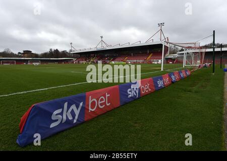 Crawley, Großbritannien. März 2020. Crawley, ENGLAND - 7. MÄRZ Allgemeiner Blick auf Das People's Pension Stadium vor dem Spiel Sky Bet League 2 zwischen Crawley Town und Oldham Athletic im Broadfield Stadium, Crawley am Samstag, den 7. März 2020. (Kredit: Eddie Garvey/MI News) Foto darf nur für redaktionelle Zwecke in Zeitungen und/oder Zeitschriften verwendet werden, Lizenz für kommerzielle Nutzung erforderlich Kredit: MI News & Sport /Alamy Live News Stockfoto