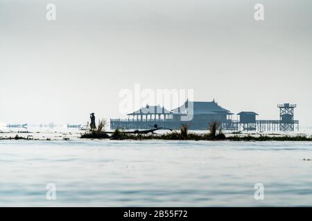 Fischer in Inle Lake, Myanmar, Asien Stockfoto