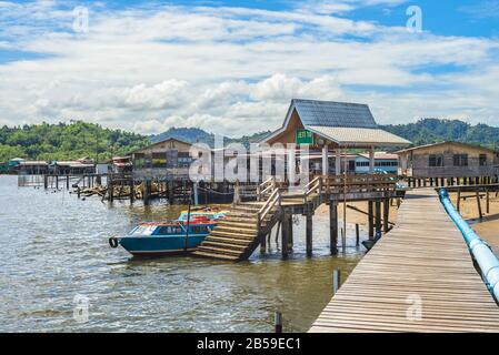 Anlegesteg von Kampong Ayer, Wasserdorf in Brunei Stockfoto