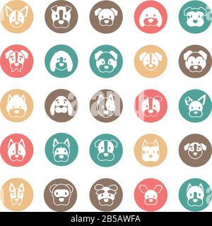 Set von Symbolen von Gesichtern verschiedene Rassen von Hunden Vektor-Illustration-Design Stock Vektor