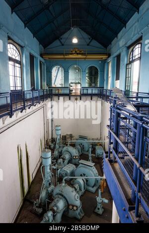 Innenansicht des Pump-Hauses der Titanic in Belfast, Nordirland. Stockfoto