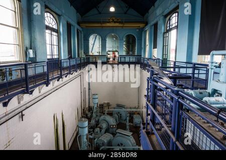 Innenansicht des Pump-Hauses der Titanic in Belfast, Nordirland. Stockfoto