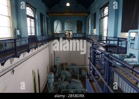 Innenansicht des Pump-Hauses der Titanic in Belfast, Nordirland. Stockfoto