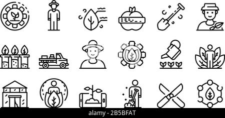 Agronomist Icons Set, Outline Style Stock Vektor