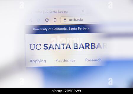 Los Angeles, Kalifornien, USA - 7. März 2020: Logo auf der Homepage der Website von Santa Barbara UCSB, das in der Nähe des Displays zu sehen ist Stockfoto
