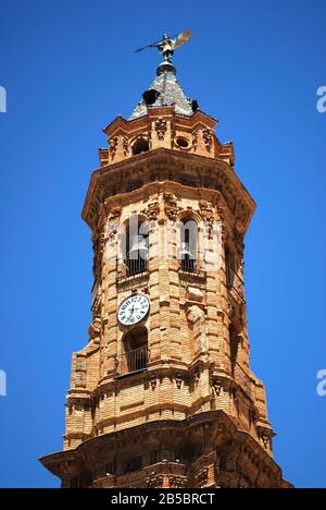 Kirchturm (Iglesia San Sebastian), Antequera, Provinz Malaga, Andalusien, Spanien. Stockfoto