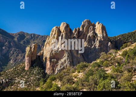 Die Finger, Blick vom Silver Peak Trail, Chiricahua Bergen, Coronado National Forest, Arizona, USA Stockfoto