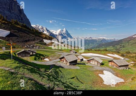 Blick von grosse Scheidegg auf Grindelwald in Oberhasli, Bern, Schweiz Stockfoto