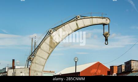 Erhaltener Dampfturmkran im Bristol Harbour Railway Museum, Bristol, Avon, England, Großbritannien Stockfoto