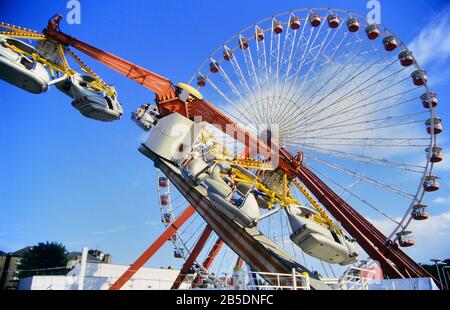 Das Tri-Star und Big Wheel, Dreamland Margate. Kent. England, Großbritannien. Ca. 1980er Jahre Stockfoto