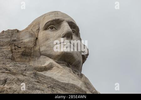 Das Gesicht von George Washington auf Mt. Rushmore in South Dakota. Stockfoto