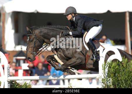 Beezie Madden (USA) Ritting Judgement, Winter Equestrian Festival, Wellington Florida, Januar 2007, Kilkenny Internationale Cup CSI*** Stockfoto