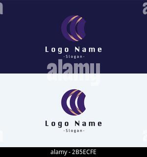 Logo Design weiß blau für Mockup-Objekt Stockfoto