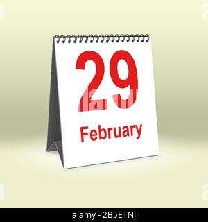 Am 29. Februar findet ein Kalender für den Schreibtisch statt. Februar Stockfoto